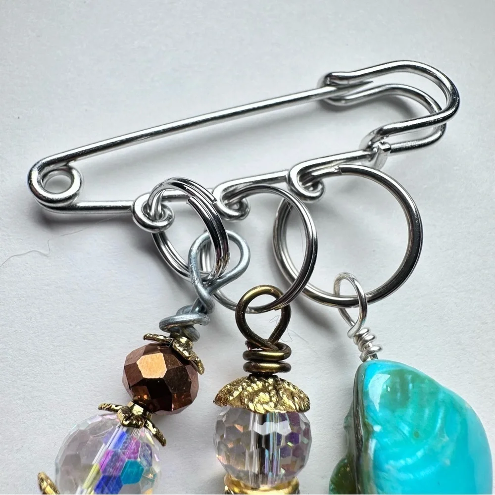 Brooch | Hand Crafted | Glass Beaded |  Pin Artisan Multicolor Wire-Wrapped OOAK